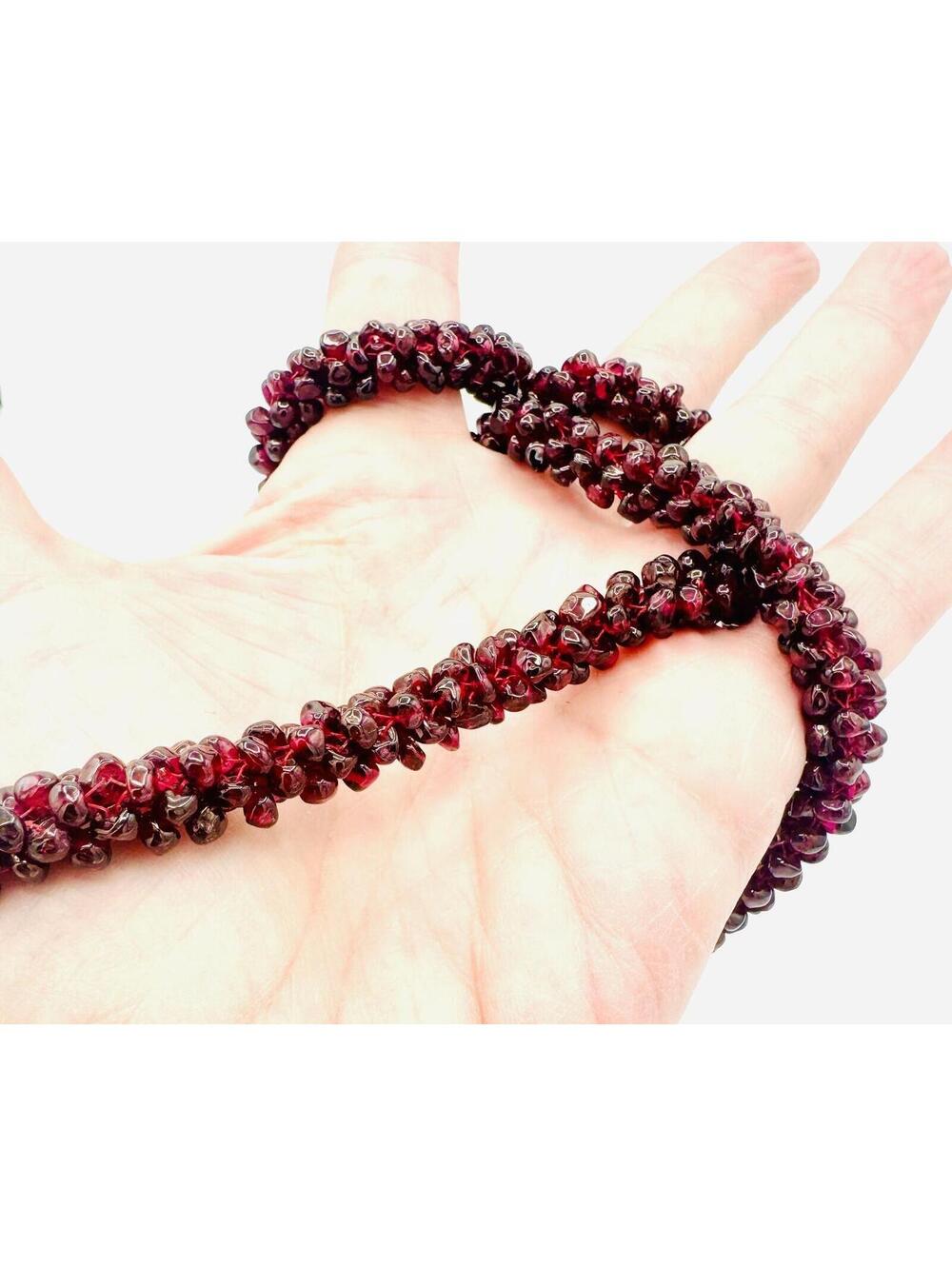 Vintage faceted garnet cluster rope beaded necklace